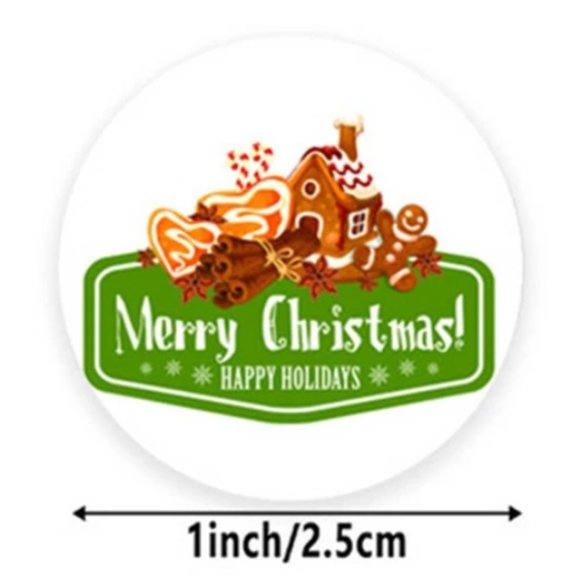 Christmas “Merry Christmas” Sticker Roll – 500 Count! - Picture 2 of 3